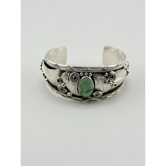 Sonoran Gold Turquoise Cuff Bracelet by Darrell Morgan Sterling Navajo 46 Grams - Picture 3 of 9